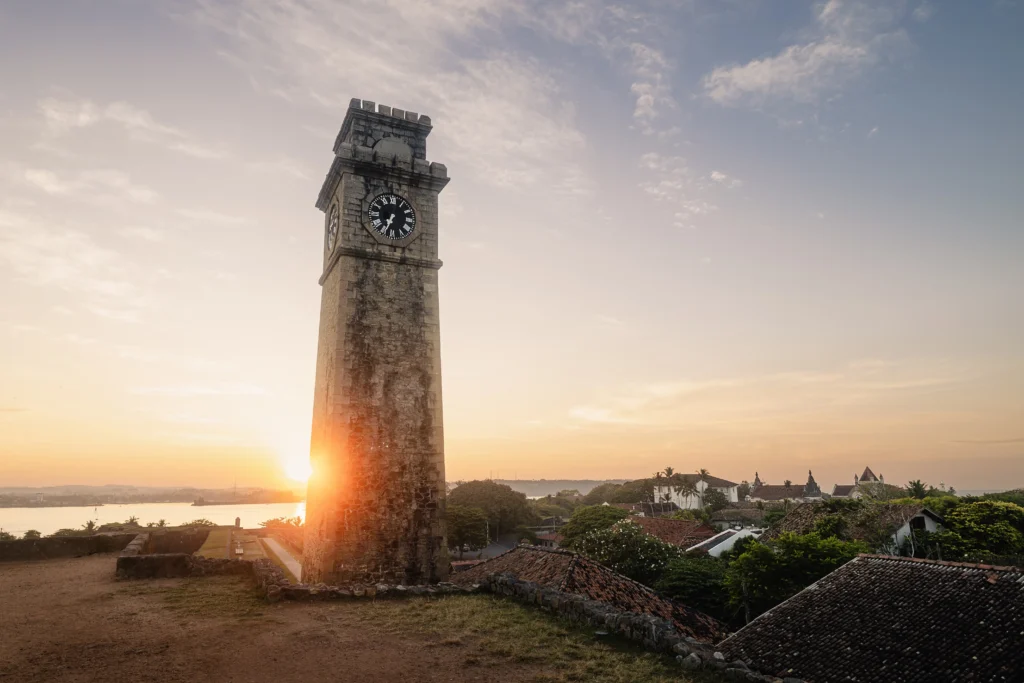 clock tower in galle at sunrise 2026 03 18 20 49 41 utc