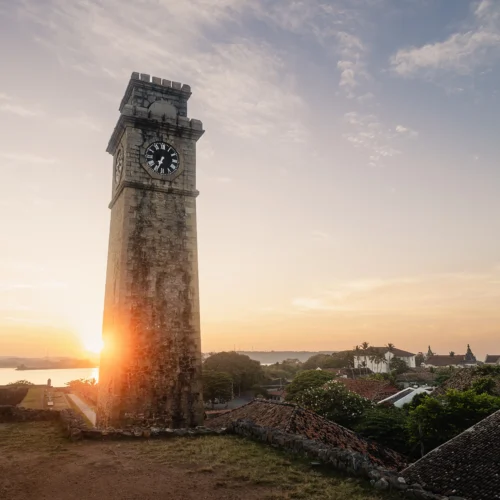 clock tower in galle at sunrise 2026 03 18 20 49 41 utc
