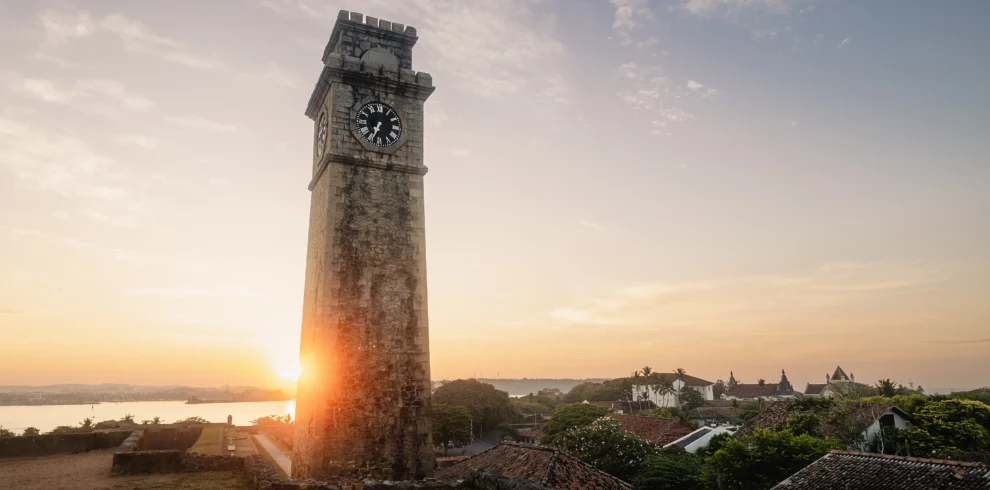 clock tower in galle at sunrise 2026 03 18 20 49 41 utc